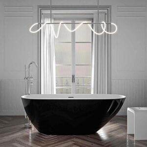 Bernstein - Baignoire îlot Acrylique Oval Moderne pour Salle de Bain avec Bonde et trop plein - Noir / Blanc - 170x75x58cm - Qualité supérieure, - Publicité