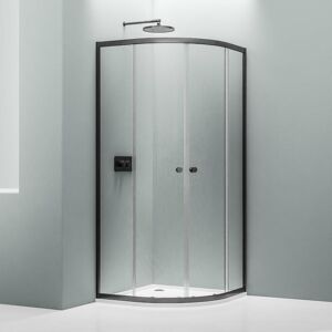 Bernstein Cabine de douche quart de cercle verre 6mm avec 2 portes coulissantes étanches - NT509 - Couleurs et dimensions au choix 100x100cm, Noir mat - Publicité