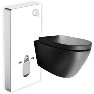 Bernstein Wc suspendu noir design céramique Toilettes sans rebord avec module sanitaire blanc et Abattant Amovible Frein de Chute - Noir - 55x36,5x34,8cm - Publicité