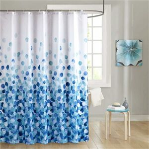 GROOFOO Bleu Rideau de Douche,Tissu Polyester Imperméable Anti Moisissure Lavable Machine Décoratif Long Baignoire Salle de Bain Rideau,avec 12 Anneaux de - Publicité