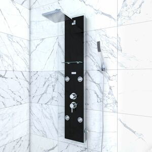 - Colonne de douche a hyrdomassage - 22x125cm - en verre trempe + buses hydromassantes - epsilon black