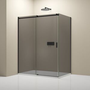 Paroi de douche d'angle Noire mat Verre fumé Cabine de douche intégrale étanche Parre douche porte coulissante - Toutes tailles dispo - NT806 flex 100cm, 100cm, verre esg de 6mm - Bernstein - Publicité