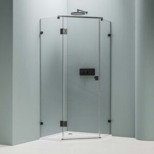 Paroi de douche Noire mat Pentagonale verre 8mm Cabine de douche Parre douche porte battante - NT415 - Toutes tailles dispo - 90x90cm - Bernstein - Publicité