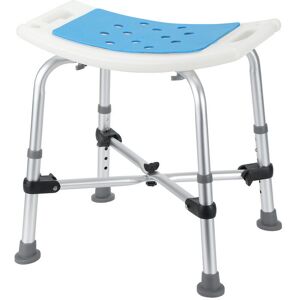 Tabouret de douche Tabouret de bain Hauteur réglable Chaise de douche - jusqu'à 180kg Supports croisés rectangulaire - Blanc et bleu - Einfeben - Publicité