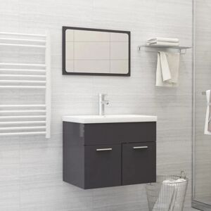 LARGEIGHT Ensemble de meubles de salle de bain 2 pcs Gris brillant - Publicité