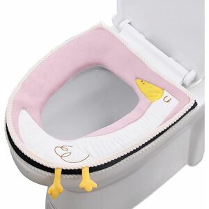 ENSOLEILLE Housse de Siège de Toilette, Coussin de Siège de Toilette Siège de Toilette en Tissu Chaud Protection Warmer Antibactérien Lavable Chiffon pour Abattant WC Coussinets avec Poignée, Universelle - Publicité