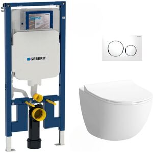 Pack wc Bati-support Geberit UP720 extra-plat + wc Vitra Sento sans bride + Abattant softclose + Plaque blanche - Publicité