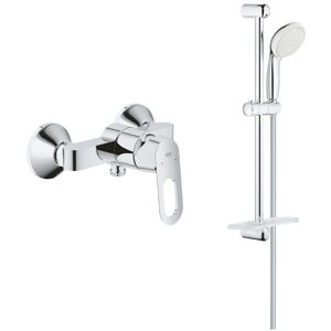 Grohe - Mitigeur douche avec douchette monocommande Bauloop avec barre de douche et porte savon Tempesta - Publicité