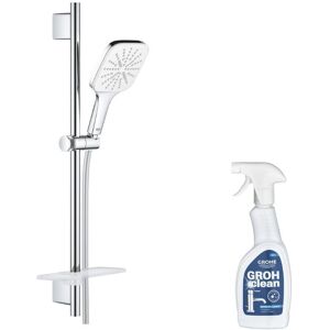 Pommeau de douche GROHE Quickfix Vitalio Smartactive 130 3 jets avec barre et tablette + nettoyant GrohClean - Chromé - Publicité