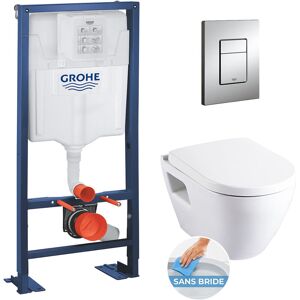 Grohe - Rapid sl + Cuvette rimless SM26/abattant frein de chute + Plaque de commande + Set d'isolation phonique (AutoportantSM26) - Publicité