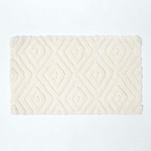 Tapis de bain antidérapant losanges en 100% Microfibre Blanc, 50 x 80 cm - Blanc - Homescapes - Publicité