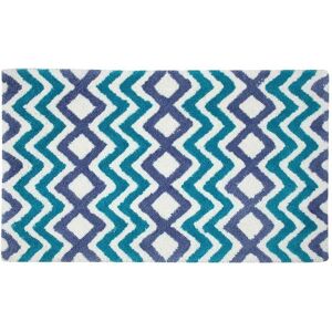 Tapis de bain zigzag antidérapant en 100% coton Bleu, 50 x 80 cm - Bleu Turquoise - Homescapes - Publicité