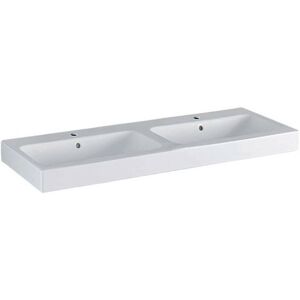 Lavabo double Geberit iCon, 120x48.5cm, trou de robinetterie au centre, Blanc - Publicité