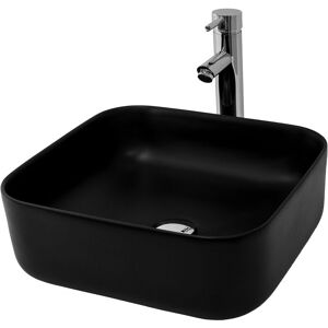 Ml-design - Lavabo en Céramique Noir Mat, 395x395x140 mm, Vasque à Poser Rectangulaire, Lave-Mains Moderne, Cuvette avec Trou d'Évacuation, sans Mitigeur et Matérial de Montage, Évier pour Salle de Bain - Publicité