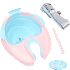 GOJOY Lavabo pliable portable - Tuyau de vidange amovible - Pour shampoing à la maison - Avec mousqueton - Pour handicapées, femmes enceintes, femmes âgées et enfants - Bleu + rose - Publicité