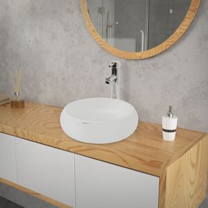 Ecd Germany - Vasque à Poser Lavabo Salle de Bain - ø 350 x 120 mm - en Céramique - Rond - Blanc - Vasque Salle de Bain Lave-Mains Évier - Lavabo à Poser - Design Moderne - sans Kit de vidange - Publicité