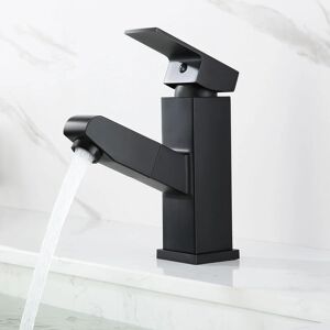 Auralum - Robinet lavabo avec douchette extractible Noir monotrou Mitigeur ​de Lavabo ​Salle de Bain pour Lavabo Robinet chaud et froid Chrome Lavabo de salle de bain - Publicité