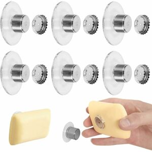 Lot De 6 Porte Savon Aimanté Ventouse, Porte Savon Muraldouche sans Perçage, Aimant Savon Solide, Porte-Savon Douche Aimanté Magique sans Perçage - pour Salle De Bain Evier Baignoire Cuisine - Publicité