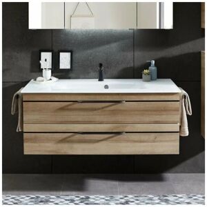 Azurlign - Meuble de salle de bain Carat Ligne 212 Sans porte serviettes - 120 cm - Sans colonne - Avec armoire de toilette - Chêne Riviera - Sans - Publicité