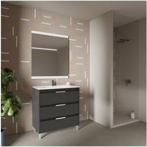 CAESAROO Meuble de salle de bains sur pied 80 cm Minnesota Anthracite avec lavabo 80 cm - Standard - Anthracite - Publicité