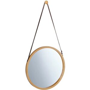 Miroir suspendu rond, sangle réglable, cadre bambou, entrée, salle de bain & wc, diamètre : 38 cm, nature - Relaxdays - Publicité