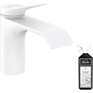 Hansgrohe - Mitigeur lavabo 80 sans tirette ni vidage blanc mat + nettoyant Briochin - blanc mat - Publicité