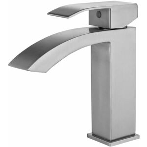 Allibert Robinet salle de bain Mitigeur lavabo CABERNET en acier inoxydable couleur inox brossé 4,2 x 15 x 15 cm - Inox brossé - Publicité