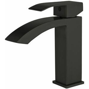 Allibert - Robinet salle de bain Mitigeur lavabo cabernet en acier inoxydable couleur noire 4,2 x 15 x 15 cm - Noir - Publicité