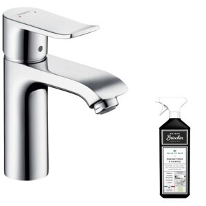 Mitigeur lavabo Hansgrohe Metris 110 sans tirette ni vidage Chromé + nettoyant Briochin - chrome - Publicité