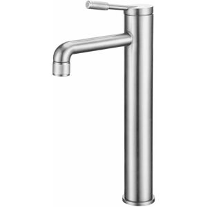 ALLIBERT Robinet salle de bain Mitigeur lavabo haut hiro en acier inoxydable - cartouche céramique acs - couleur inox brossé - 4,5 x 32 x 18 cm - Inox brossé - Publicité