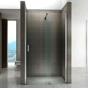 SANIVERRE Napoli Porte de douche coulissante h. 200 cm verre 8 mm largeur 120 cm transparent - Publicité