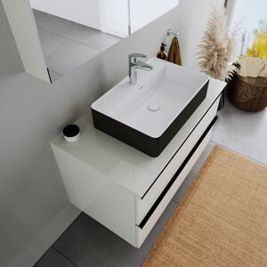 Duravit - Vasque Lavabo design rectangulaire à poser Lave main fonte minérale Salle de bain - Noir mat / Blanc mat - 60x40x14cm - durabrezza Noir / - Publicité