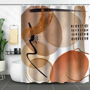 Linghhang - Orange) Simple Abstract Leaf Pattern Shower Curtain - 180x180cm,, rideau de douche en polyester lavable en machine avec 12 crochets, - Publicité