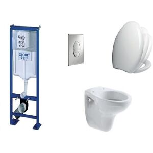 Grohe - pack complet wc suspendu bati sl autoportant + plaque chrome + cuvette jacob delafon brive + abattant siamp vallauris frein de chute - Publicité