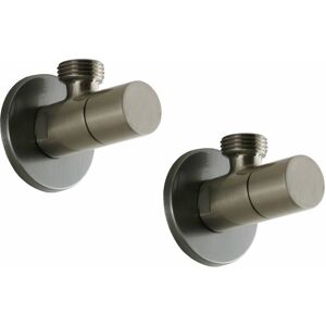 SPHERA DOCCE E ACCESSORI Paire de robinets nickel brossé pour le raccordement de mitigeurs modèle rond Sphera acier inoxydable brossé - acier inoxydable brossé - Publicité