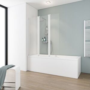 Schulte - Pare-baignoire pliant 124 x 130 cm, paroi de baignoire 3 volets, écran de baignoire pivotant, Komfort verre transparent, profilé blanc - Publicité