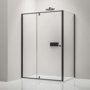 Paroi de douche Noire mat verre 6mm Cabine de douche intégrale Parre douche angle portes pliantes sur panneau - NT606 flex - Toutes tailles dispo - 100cm, 80cm, Noir mat - Bernstein - Publicité