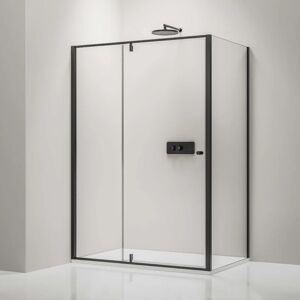 Paroi de douche Noire mat verre 6mm Cabine de douche intégrale Parre douche angle portes pliantes sur panneau - NT606 flex - Toutes tailles dispo - 80cm, 110cm, Noir mat - Bernstein - Publicité