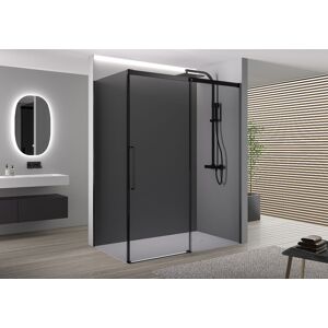 Bernstein - Paroi de douche Noire mat Verre gris Cabine de douche intégrale Parre douche angle porte coulissante Soft-Close - dx 906 flex - Toutes - Publicité