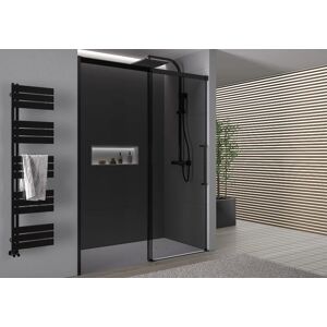 BERNSTEIN - Paroi de douche en niche Noire mat Verre gris 8mm Cabine de douche étanche Parre douche porte coulissante Soft-Close - Toutes largeurs - DX906 FLEX 1400mm - Publicité