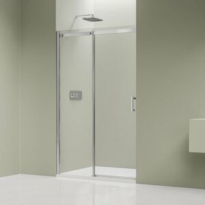 Paroi de douche en niche verre transparent nano 6mm, porte coulissante - Profilé alu Chrome 15mm - DX806A flex - h. 190cm - 130cm - Bernstein - Publicité