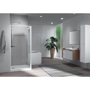 Paroi de douche fixe Riviera 2.0 f extensible 68-72 cm - Profilé blanc et verre transparent Novellini diffusion france - Publicité