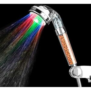 Ensoleille - Pommeau de Douche à led Filtration Tête de Douche Lumineux Douchette avec 7 Couleurs Changeantes Augmentation de Pression de l'Eau - Publicité