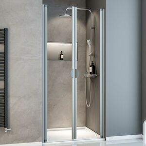 Schulte - Porte de douche battante en niche, verre 5 mm transparent, Sunny ExpressPlus profilé alu-nature, 75 x 180 cm - Publicité