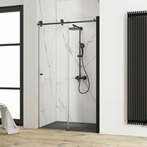 Schulte - Porte de douche coulissante, 120 x 200 cm, verre 8 mm, profilé noir, MasterClass - Publicité