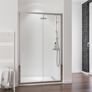 Schulte - Porte de douche coulissante, verre 6 mm anticalcaire, profilé aspect chromé, Impériale 160 x 200 cm - Publicité