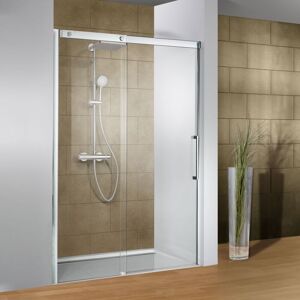Schulte - Porte de douche coulissante, 120 x 200 mm, verre 8 mm, profilé aspect chromé, Manhattan ouverture vers la gauche - Publicité