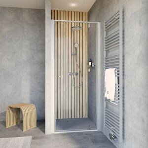 Porte de douche pivotante, verre 6 mm transparent, profilé alu-argenté, Trend 2.0 Schulte, 80 x 200 cm - Publicité