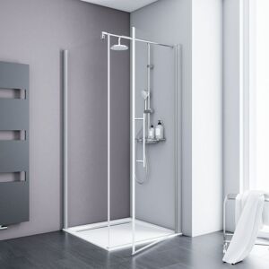 Schulte - Porte de douche pivotante + paroi de retour fixe, verre 5 mm transparent anticalcaire, profilé alu-argenté 80 x 80 x 192 cm - Publicité