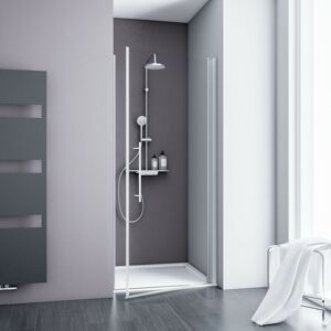 Schulte - Porte de douche pivotante, verre 5 mm transparent anticalcaire, profilé alu-argenté 80 x 192 cm - Publicité